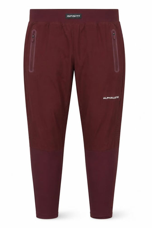 Front view of Alphalete men’s brown infinity jogger trousers l slim fit gym training