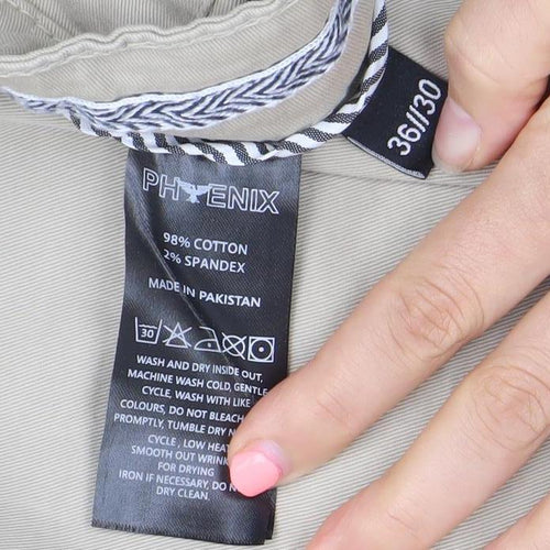 Phenix Men's Beige Chino Trousers 36 Regular Cotton Stretch