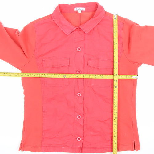 Tea Lane Womens Pink Cotton Blend Button Up Jacket Size S