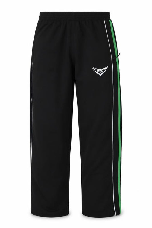 Front view of Intosport Men’s Black Track Pants M Quick Dry Straight Leg