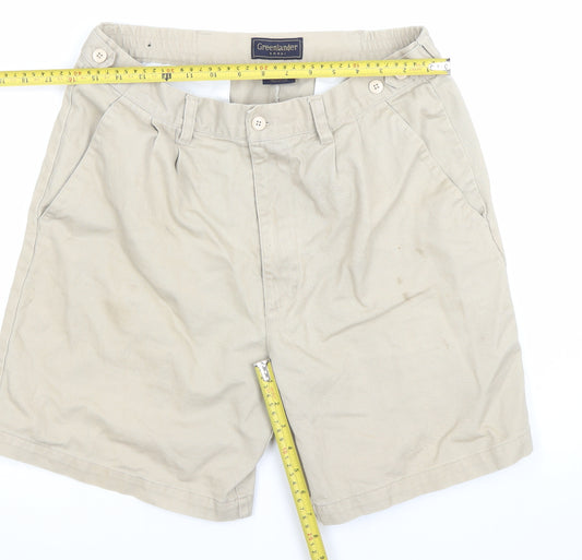 Greenlander Khaki Men's Beige Cotton Chino Shorts Size 34