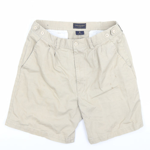 Greenlander Khaki Men's Beige Cotton Chino Shorts Size 34