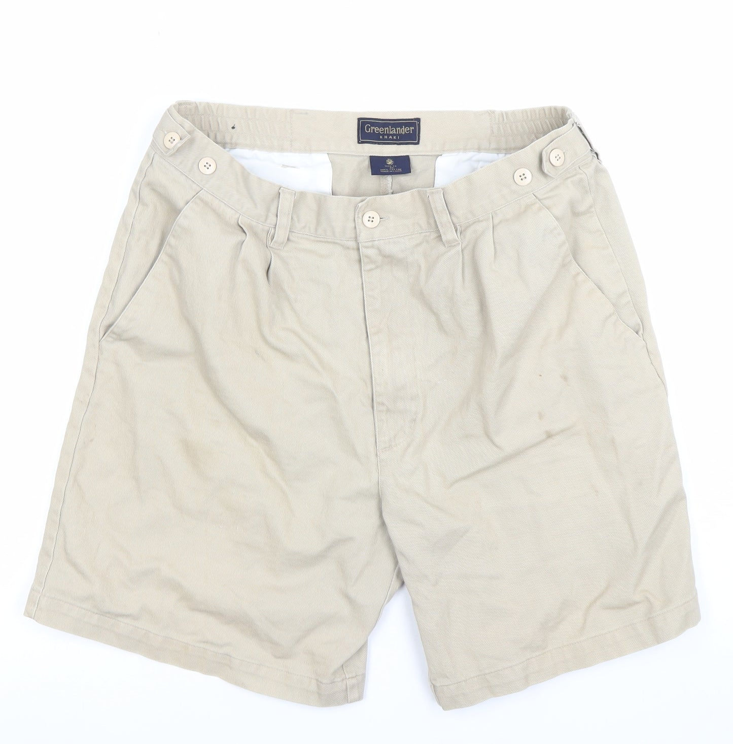 Greenlander Khaki Men's Beige Cotton Chino Shorts Size 34
