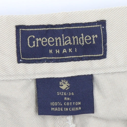 Greenlander Khaki Men's Beige Cotton Chino Shorts Size 34