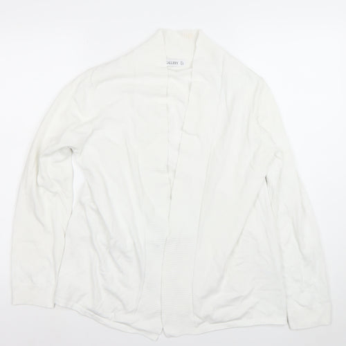 Gallery Women White L Cardigan Long Sleeve Knit Open Front