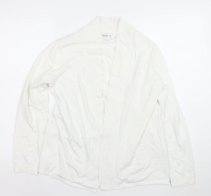 Gallery Women White L Cardigan Long Sleeve Knit Open Front