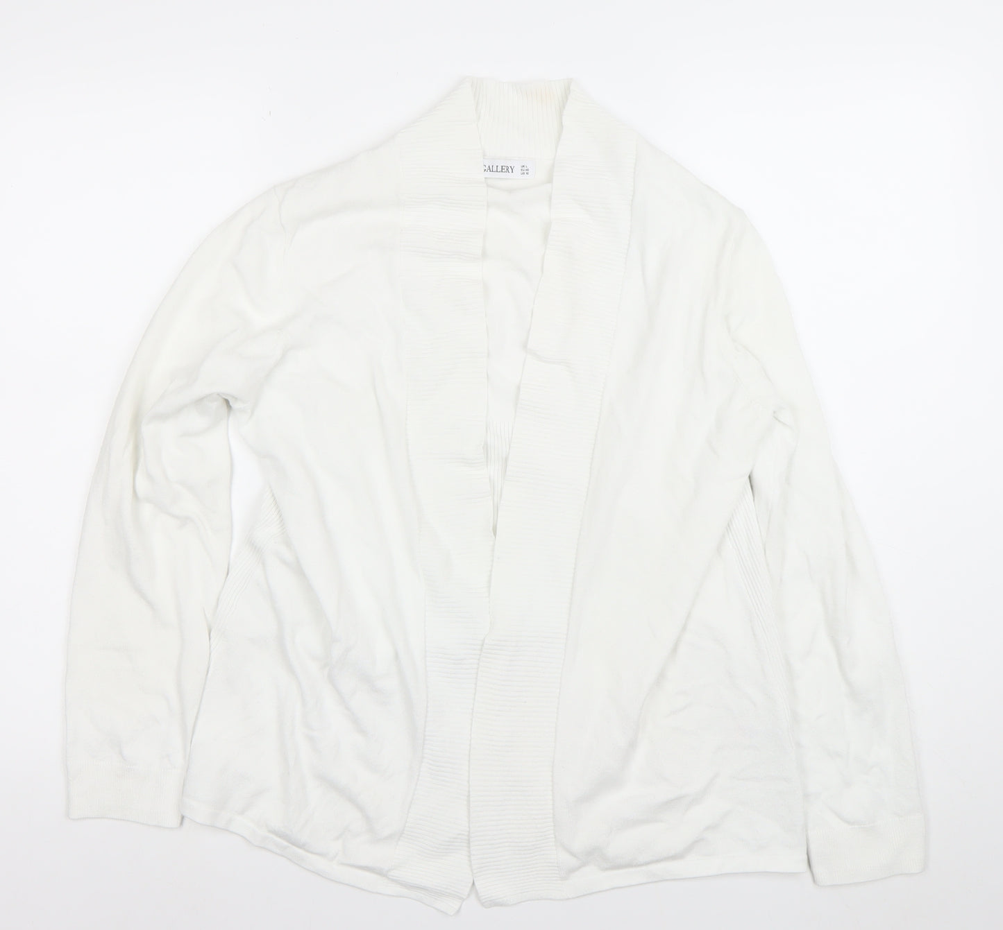 Gallery Women White L Cardigan Long Sleeve Knit Open Front