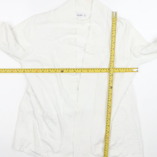 Gallery Women White L Cardigan Long Sleeve Knit Open Front