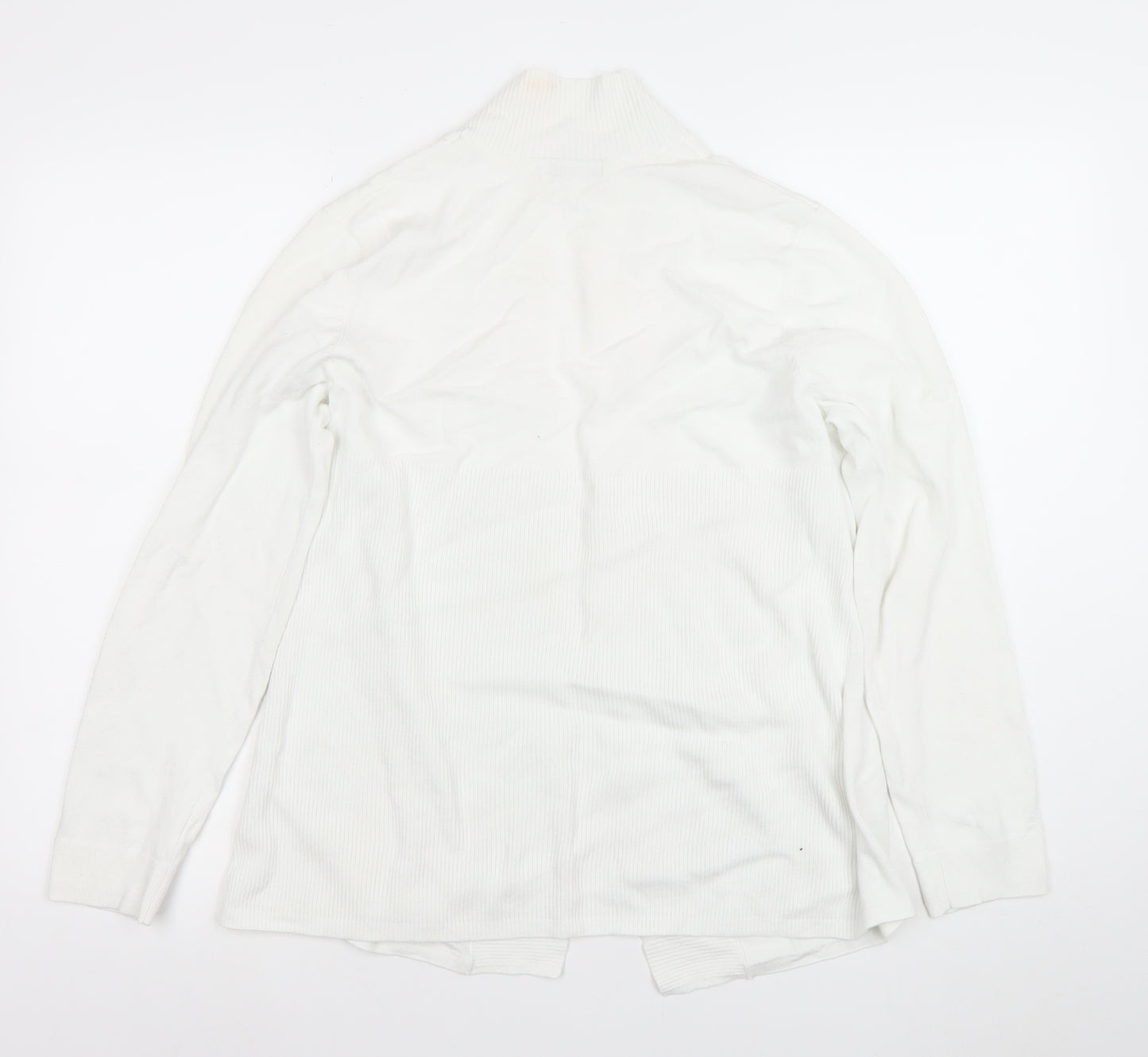 Gallery Women White L Cardigan Long Sleeve Knit Open Front