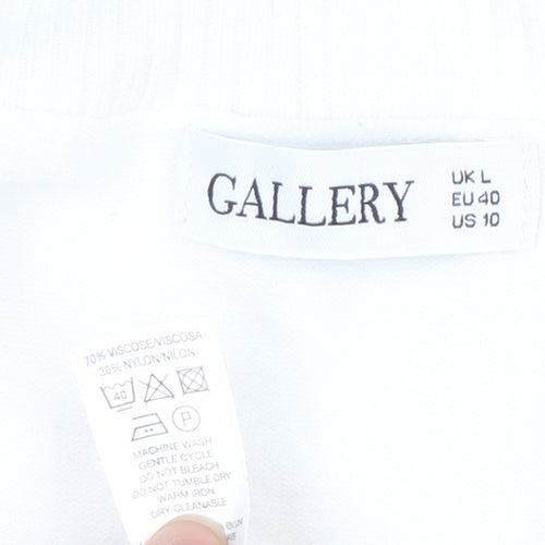 Gallery Women White L Cardigan Long Sleeve Knit Open Front