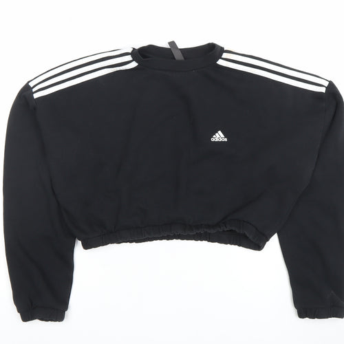 Adidas Womens Black M Cropped Crew Neck Sweatshirt