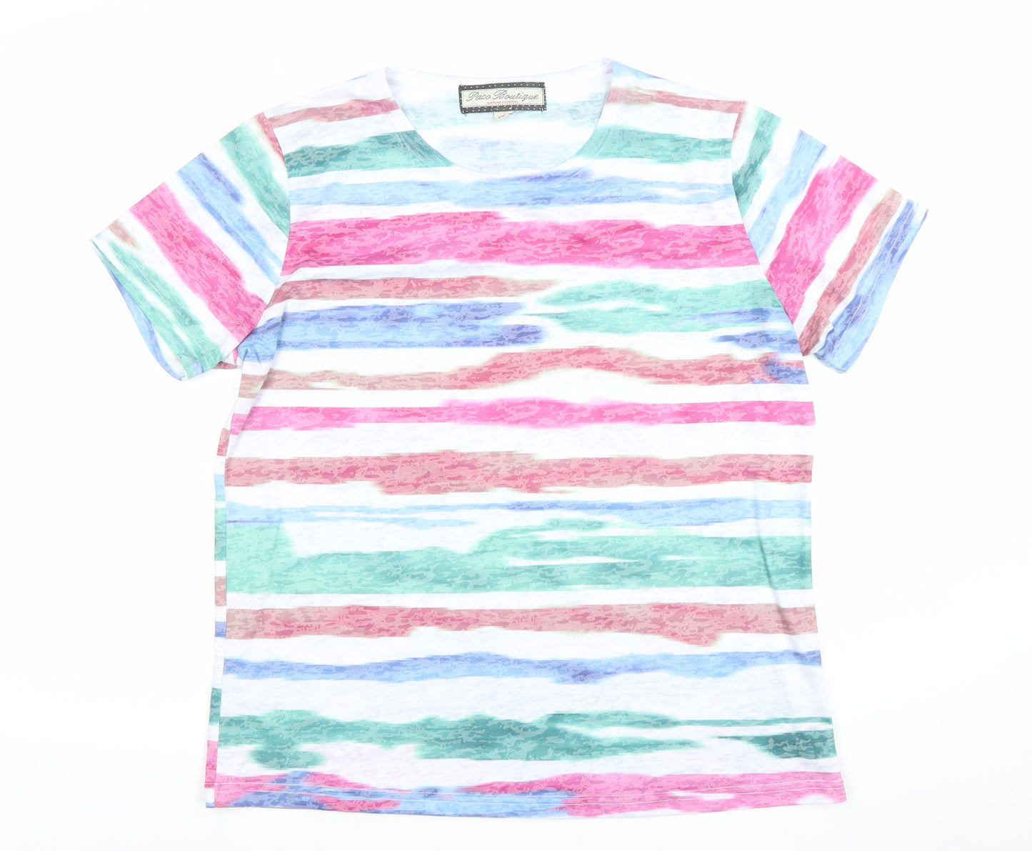 Xtra Boutique Women Multicoloured Striped T-Shirt Size 14