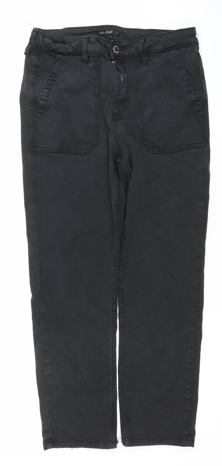 F&F Women's Black Straight Stretch Jeans Size 12
