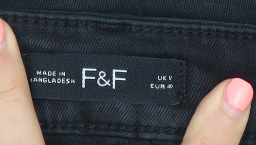 F&F Women's Black Straight Stretch Jeans Size 12