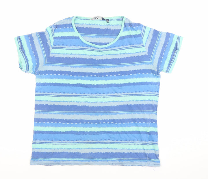 Irie Women's Blue Striped Cotton T-Shirt Size M