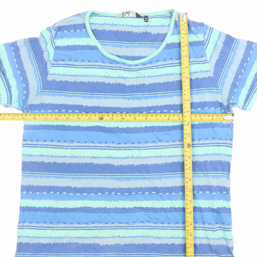 Irie Women's Blue Striped Cotton T-Shirt Size M