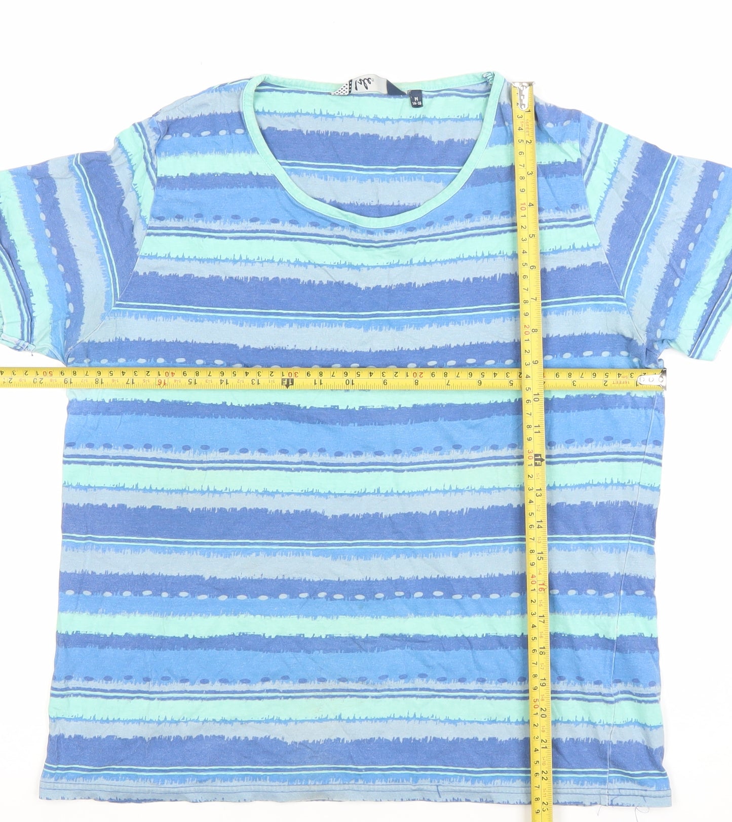 Irie Women's Blue Striped Cotton T-Shirt Size M