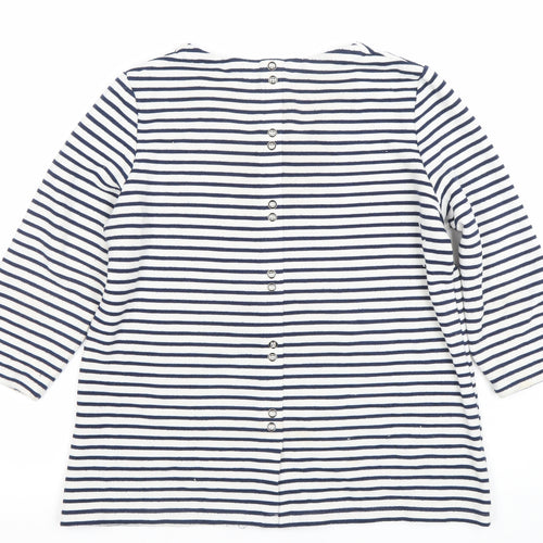 DASH Women’s Blue Striped 3/4 Sleeve Cotton Nautical T-Shirt Size 12