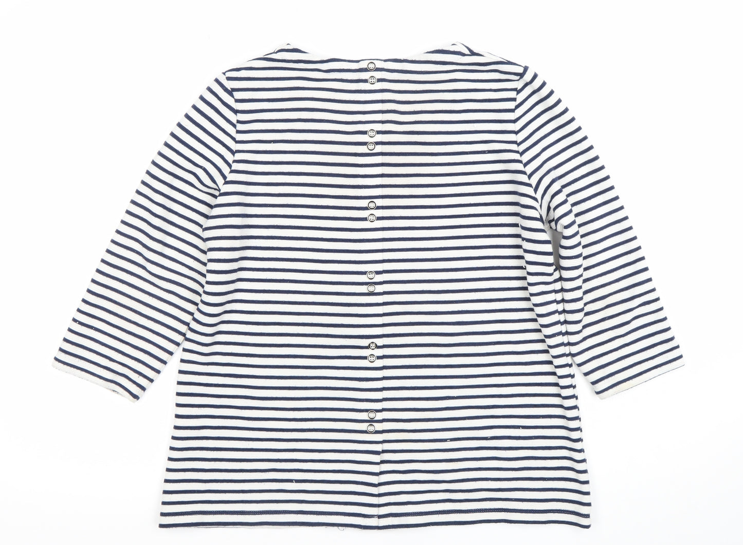 DASH Women’s Blue Striped 3/4 Sleeve Cotton Nautical T-Shirt Size 12