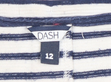 DASH Women’s Blue Striped 3/4 Sleeve Cotton Nautical T-Shirt Size 12