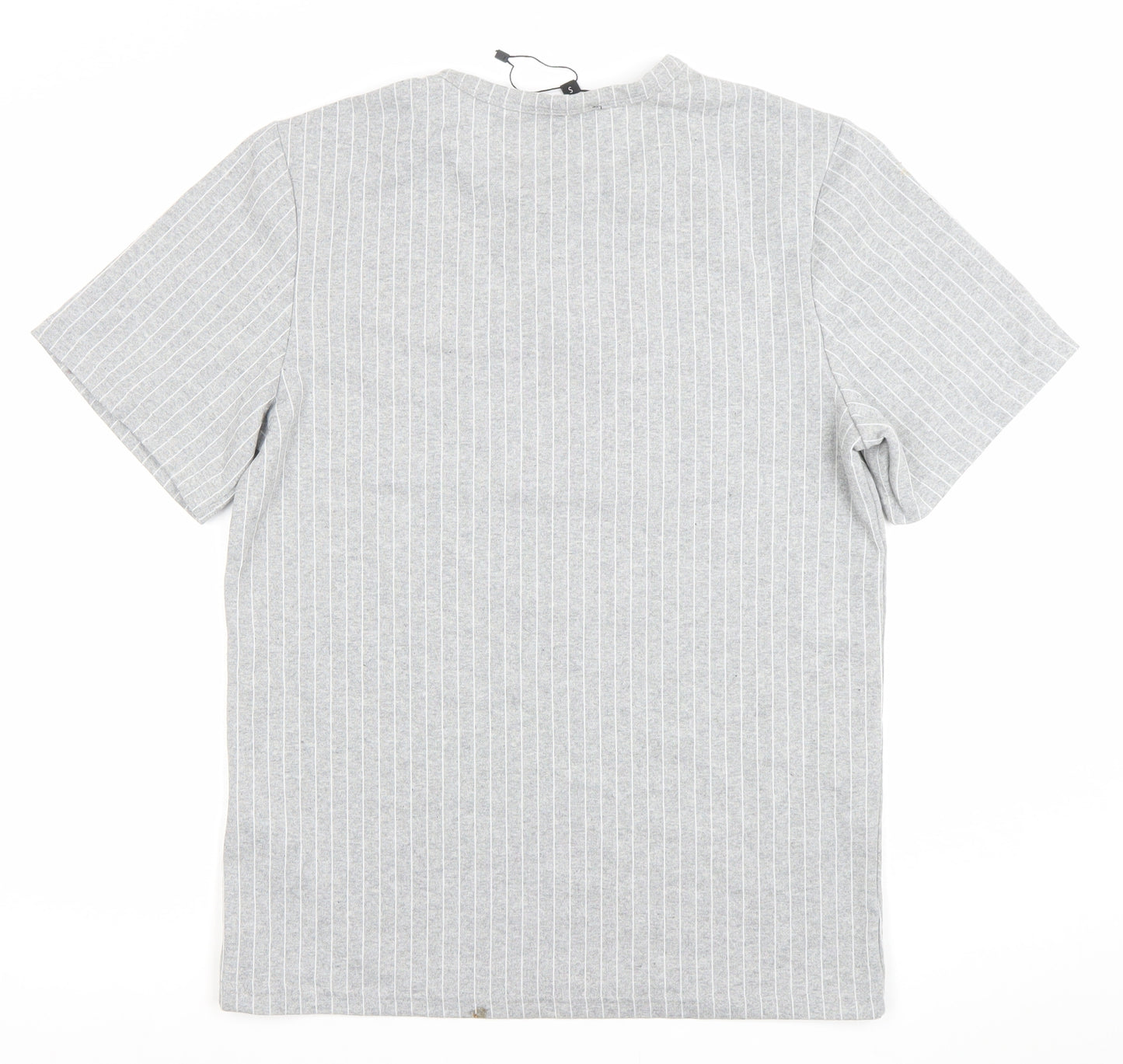 boohooMAN Men's Grey Striped Short Sleeve Crew Neck T-Shirt Size S