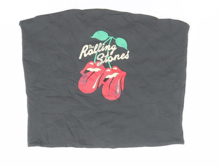 The Rolling Stones Women's Black L Camisole Strapless Band Tank