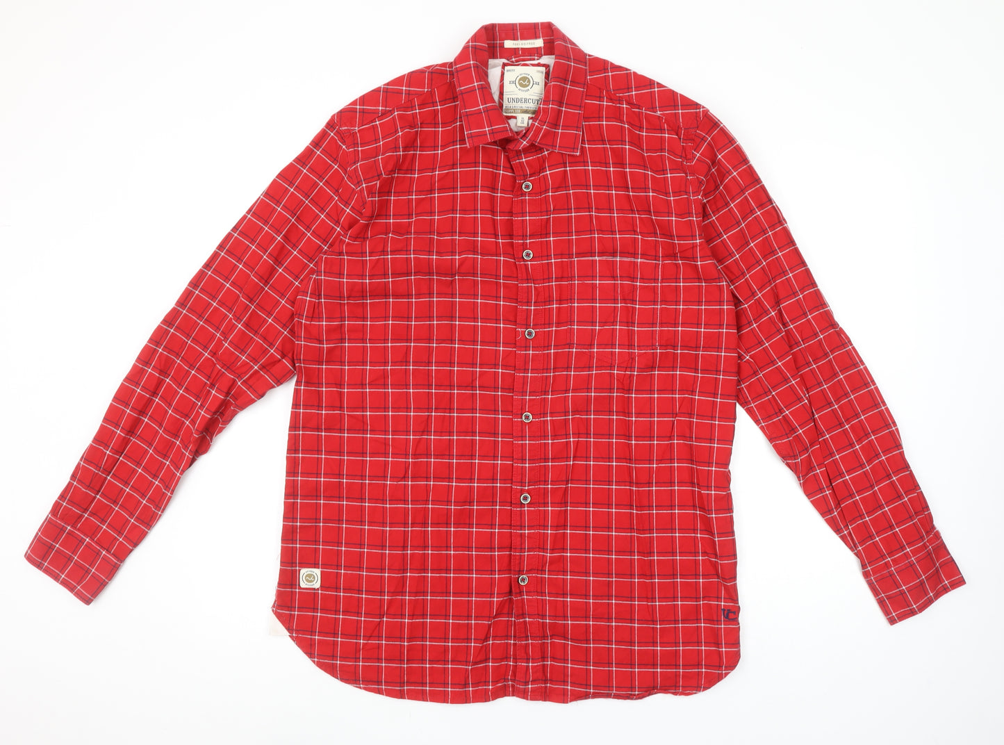 Undercut Men's Red Check Long Sleeve Button-Up Shirt XL