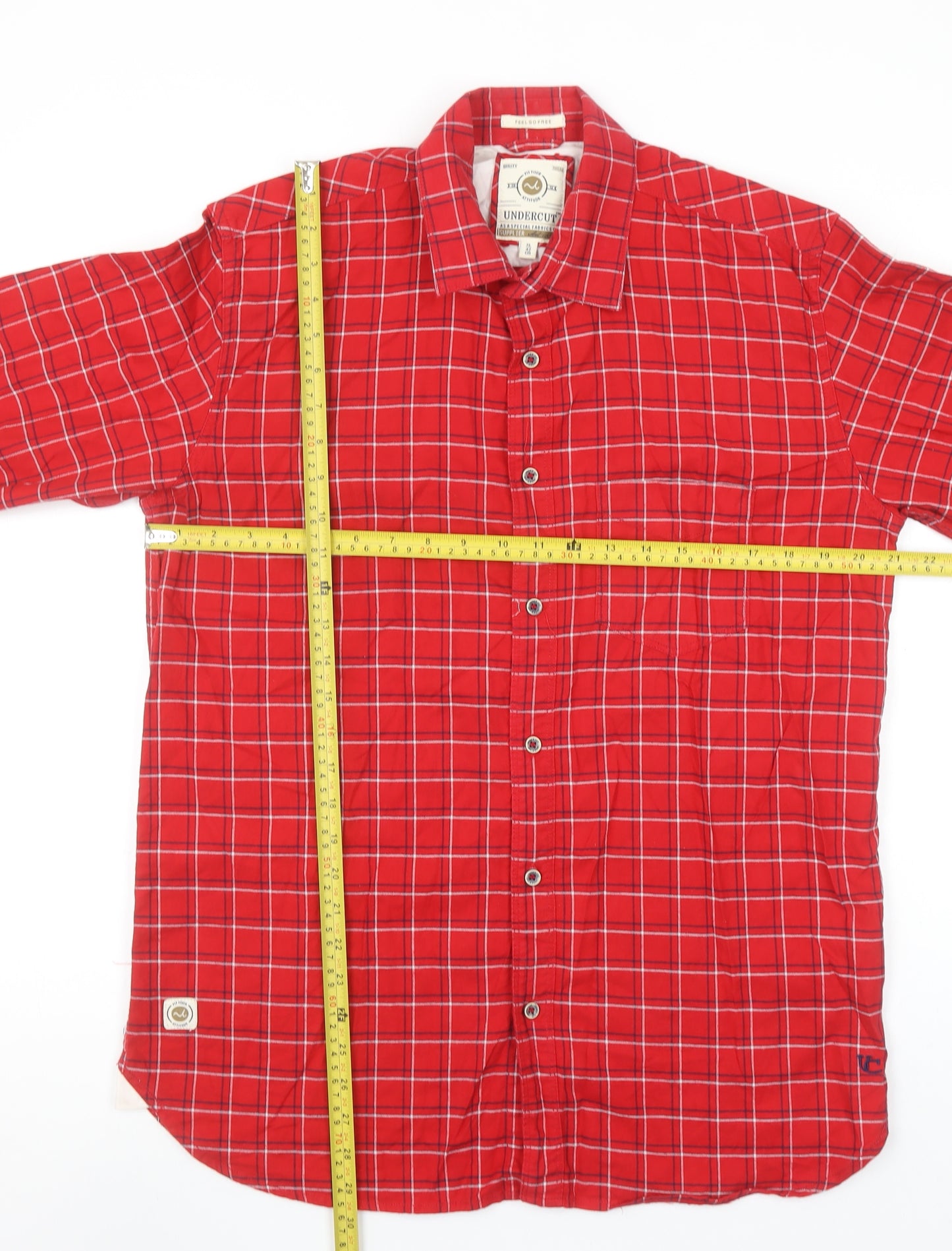 Undercut Men's Red Check Long Sleeve Button-Up Shirt XL