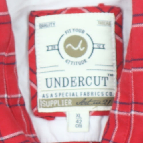 Undercut Men's Red Check Long Sleeve Button-Up Shirt XL