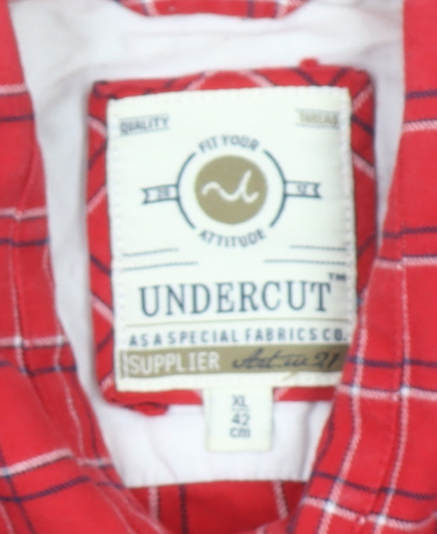 Undercut Men's Red Check Long Sleeve Button-Up Shirt XL