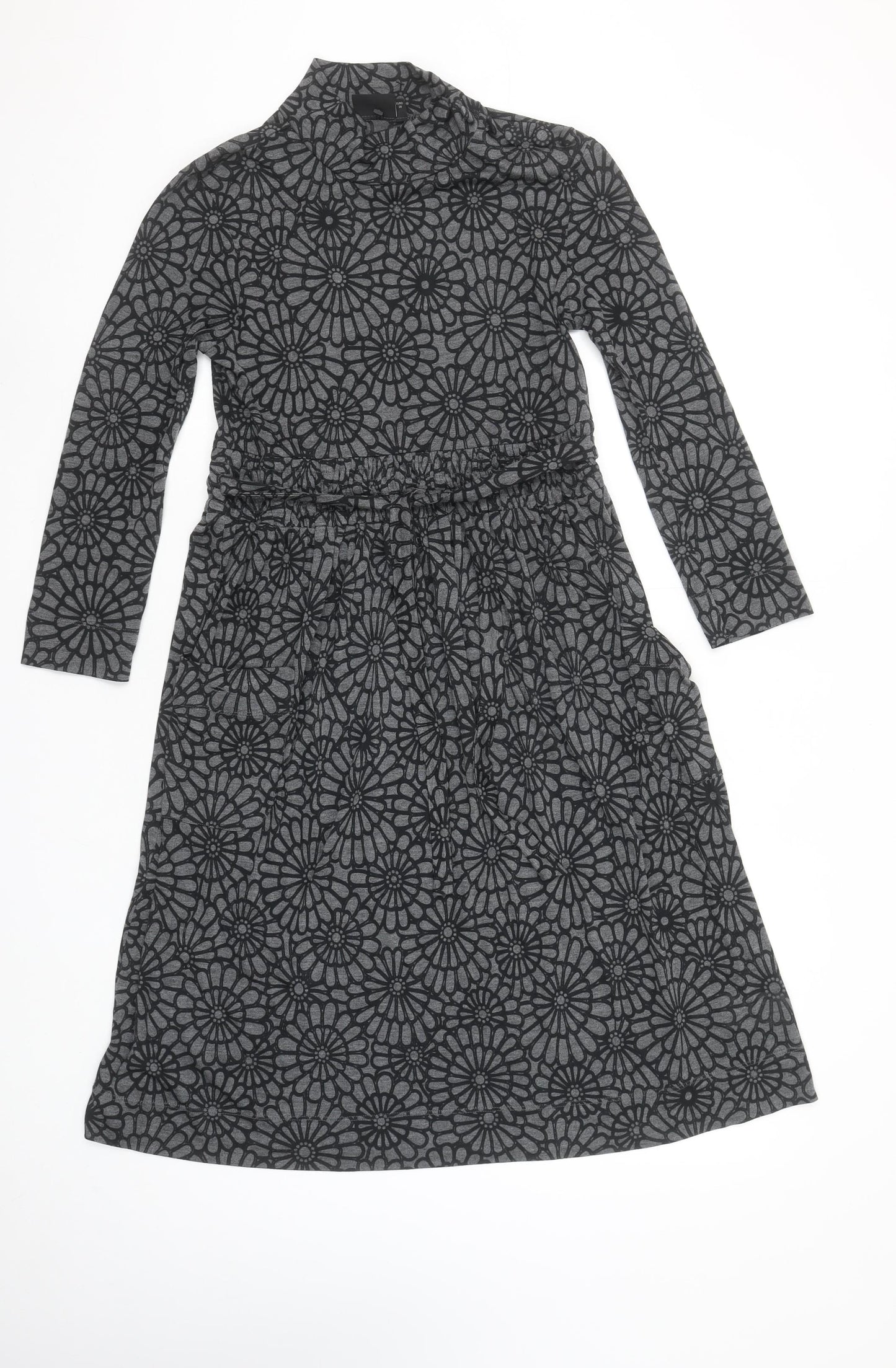 Next Women’s Grey Floral A-Line Jersey Dress Size 10