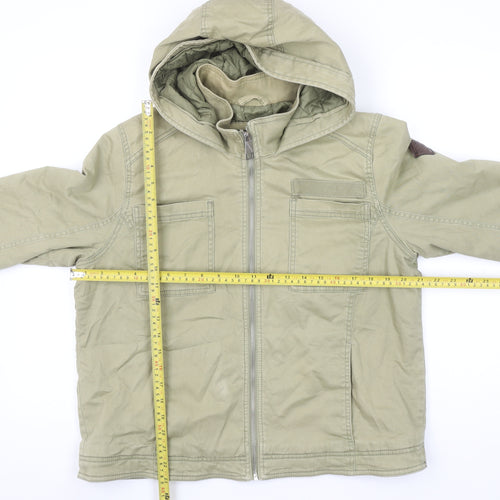Hollister Women Beige Hooded Utility Jacket XL Zip Cotton Blend