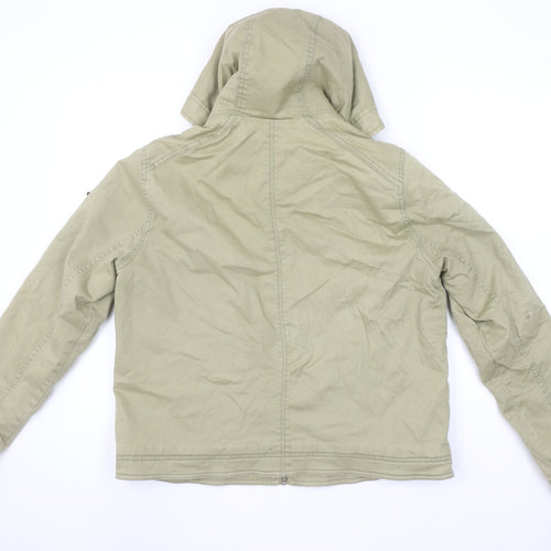 Hollister Women Beige Hooded Utility Jacket XL Zip Cotton Blend