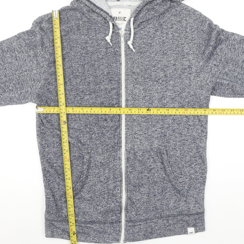 Fabric Men’s Grey Full Zip Hoodie Size M Classic Knit