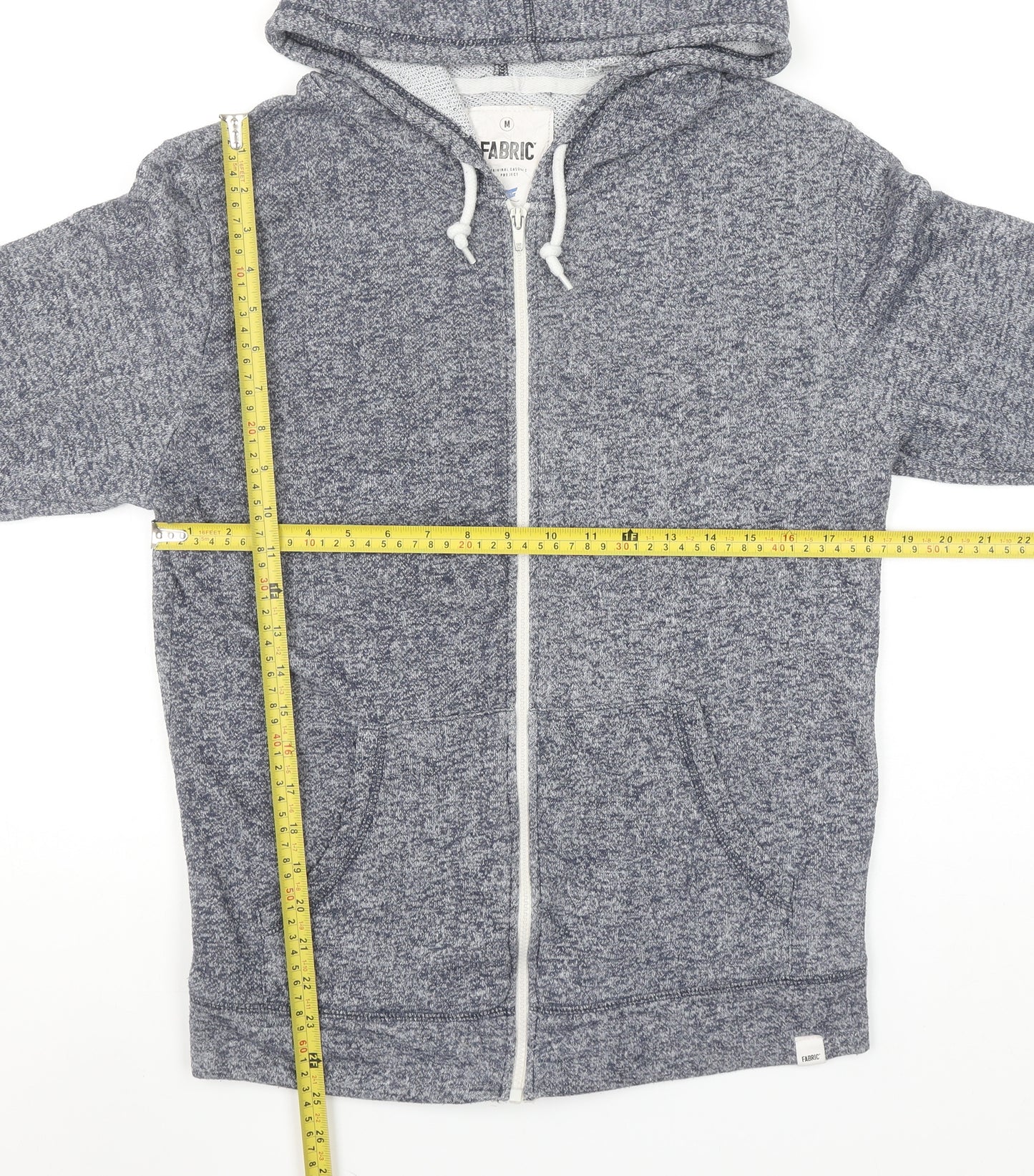 Fabric Men’s Grey Full Zip Hoodie Size M Classic Knit