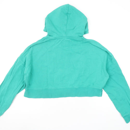 Jack Wills Women’s Green Cropped Hoodie UK 10 Cotton Pullover