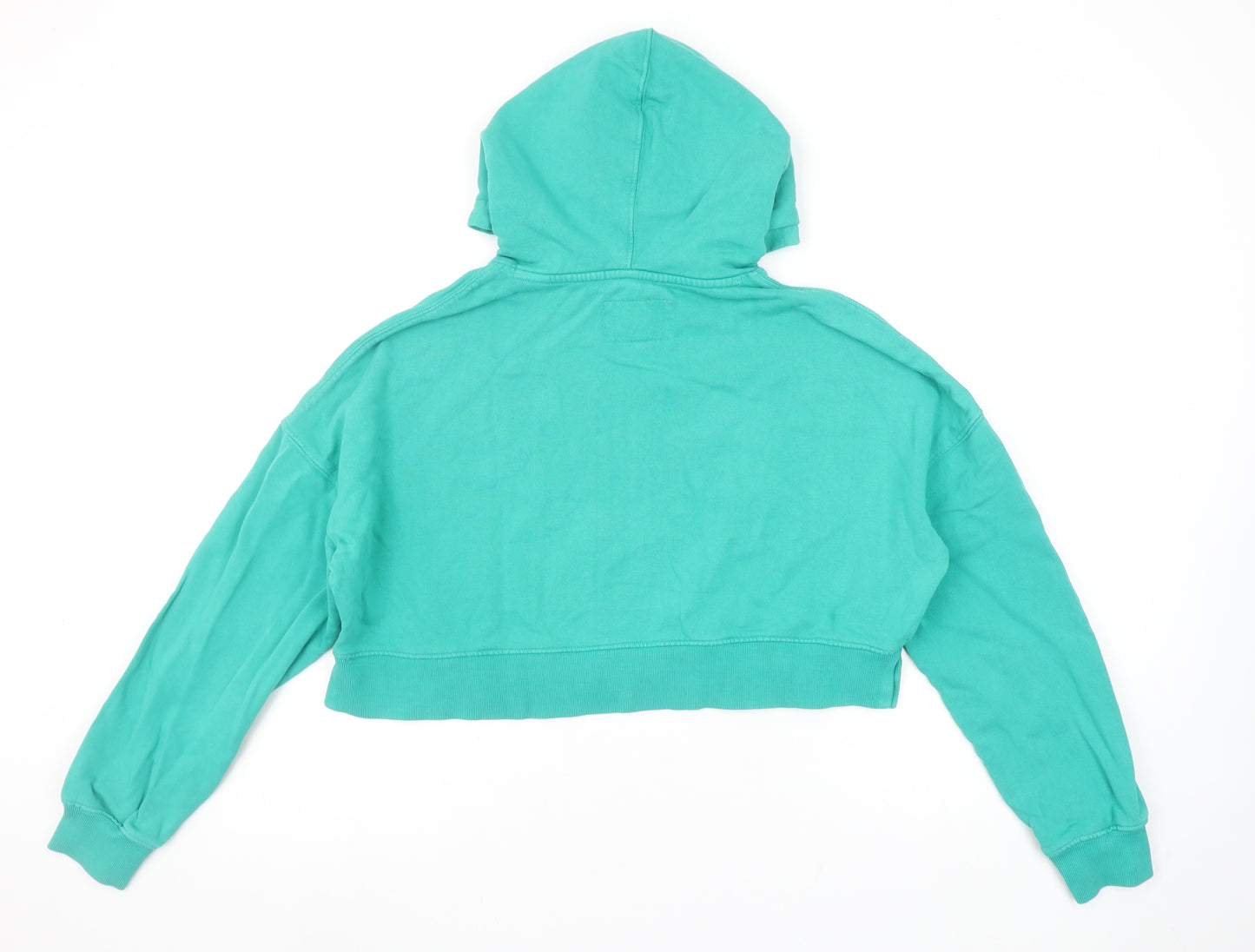 Jack Wills Women’s Green Cropped Hoodie UK 10 Cotton Pullover