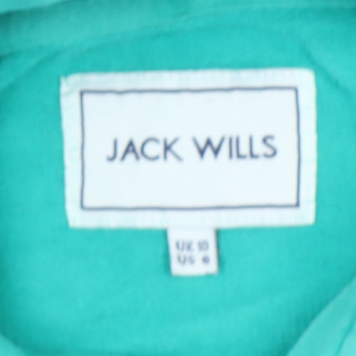 Jack Wills Women’s Green Cropped Hoodie UK 10 Cotton Pullover