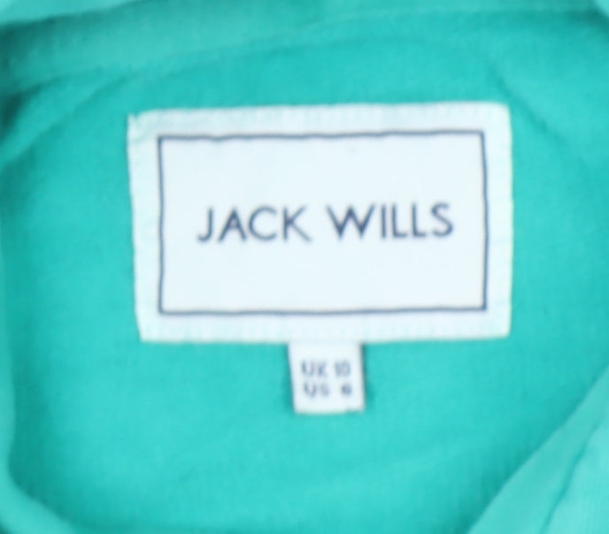 Jack Wills Women’s Green Cropped Hoodie UK 10 Cotton Pullover