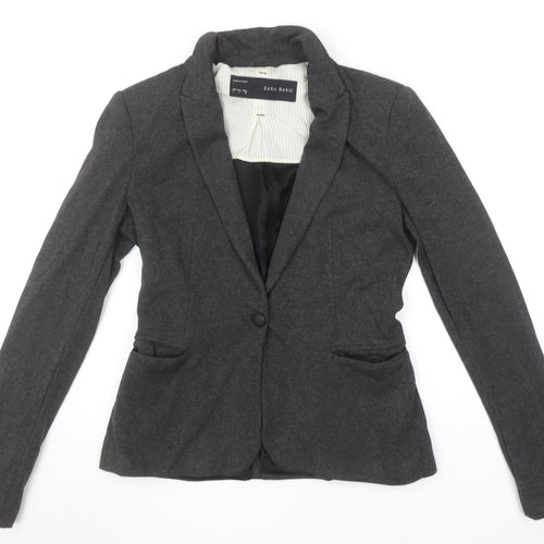 Zara Basic Women's Grey Slim Fit One-Button Blazer Jacket S