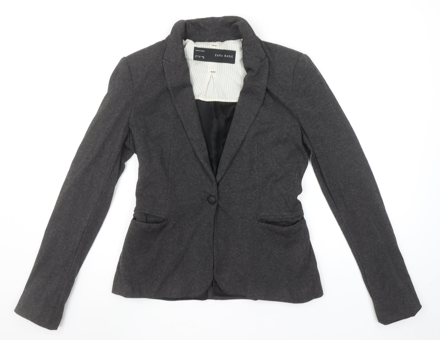 Zara Basic Women's Grey Slim Fit One-Button Blazer Jacket S