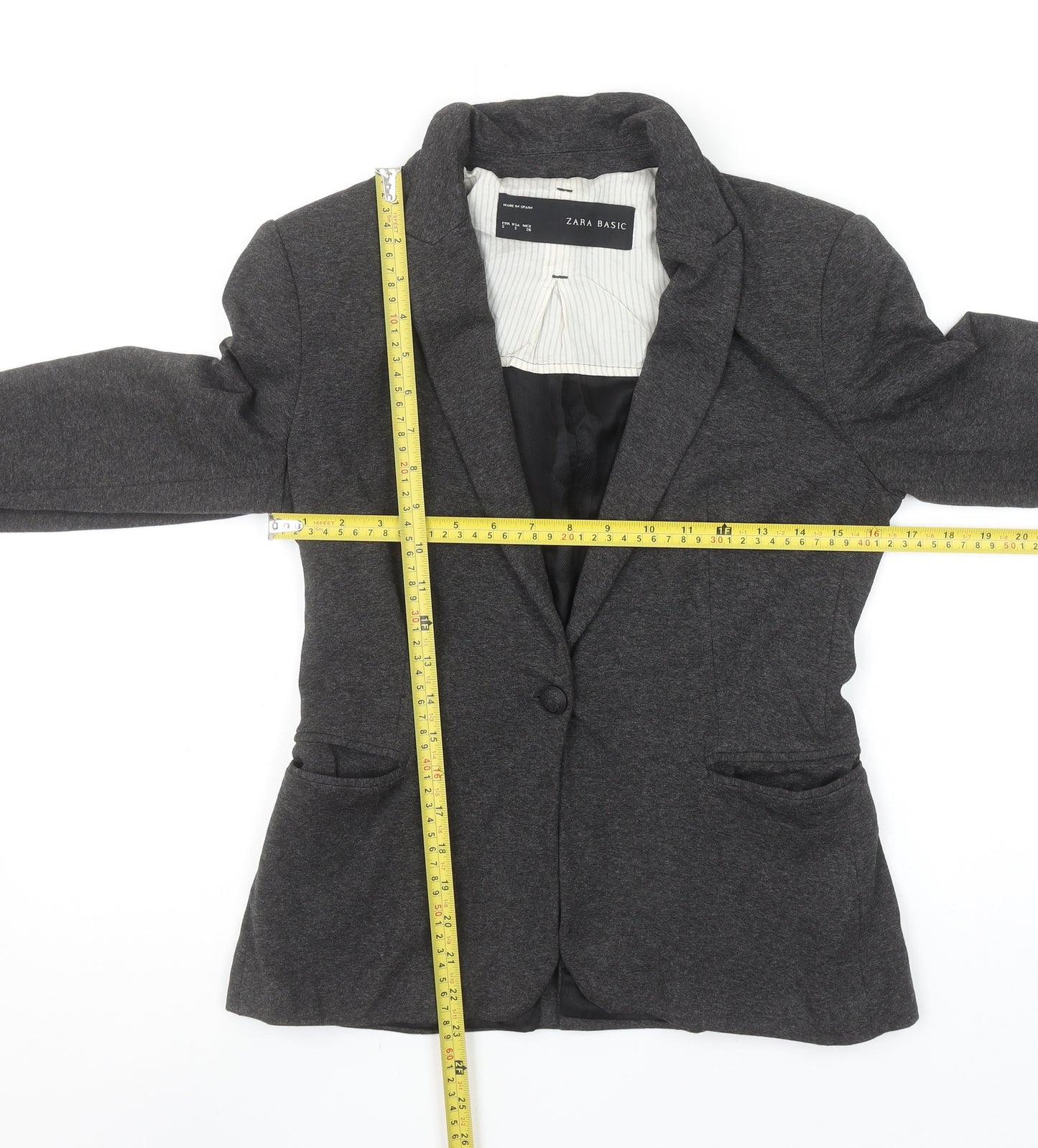 Zara Basic Women's Grey Slim Fit One-Button Blazer Jacket S