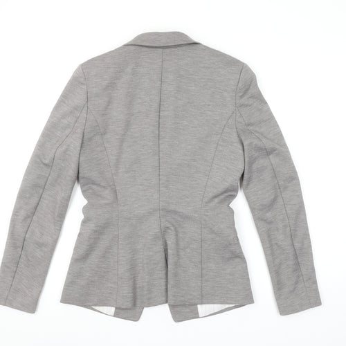 H&M Women Grey Single Breasted Blazer Size 8 Classic Fit