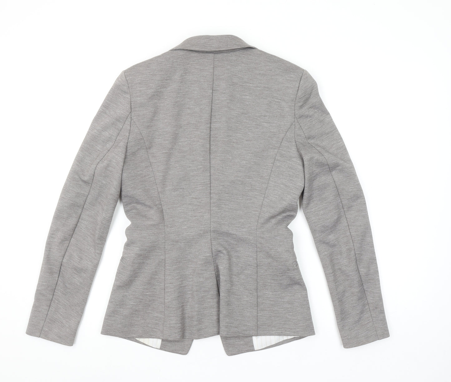 H&M Women Grey Single Breasted Blazer Size 8 Classic Fit