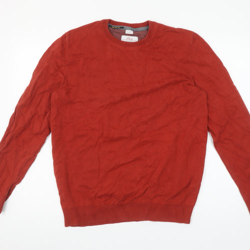 s.Oliver Women Red Crew Neck Long Sleeve Pullover Sweatshirt L