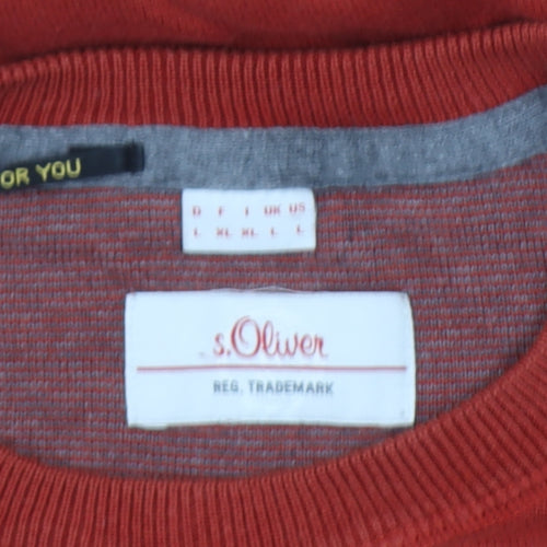 s.Oliver Women Red Crew Neck Long Sleeve Pullover Sweatshirt L