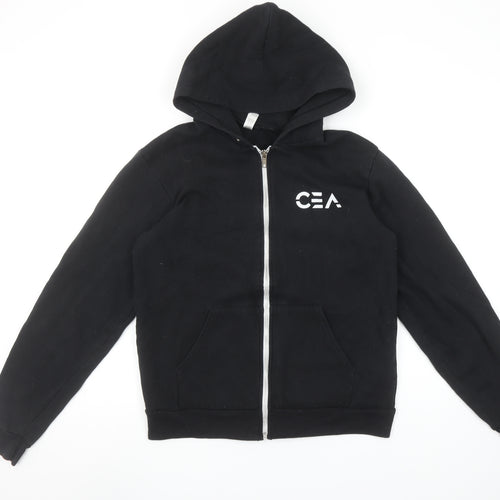 American Apparel Women's Black Full Zip Hoodie Size M Fleece Cotton Blend
