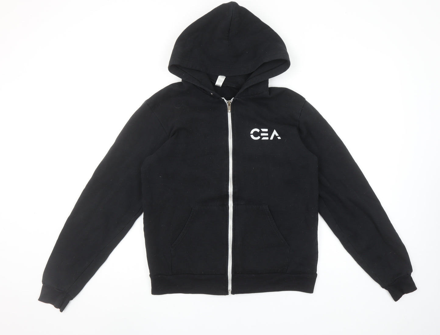 American Apparel Women's Black Full Zip Hoodie Size M Fleece Cotton Blend