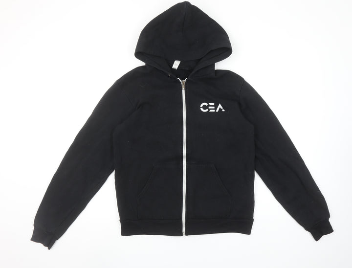 American Apparel Women's Black Full Zip Hoodie Size M Fleece Cotton Blend