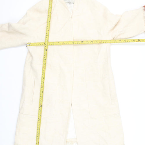 Zara Basic Women’s Ivory Linen Blend Boho Mid-Length Coat XS